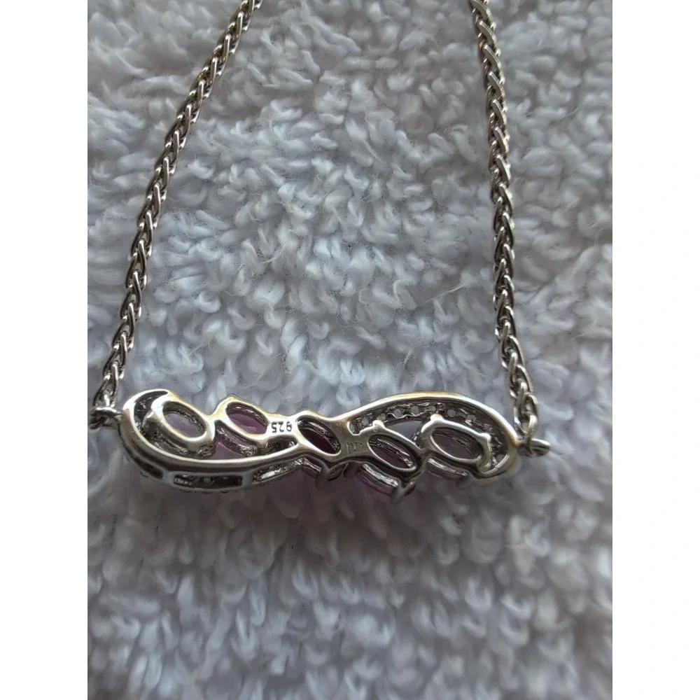Sterling Silver Cn‎ Pink Stone Infinity Slide Bracelet
